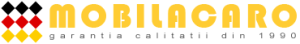 Logo-ul Mobila Caro, evidențiind calitatea din 1990, cu un design colorat.