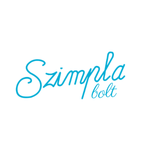 Logo-ul Szimpla bolt scris cu litere cursive albastre pe fundal alb.