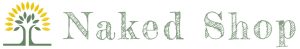 Logo-ul Naked Shop, cu un copac stilizat și text artistic.