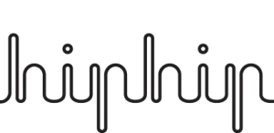 Stylized logo featuring the text 'hip hip' in varying heights.