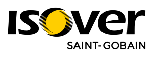 Logo Isover Saint-Gobain cu un cerc galben și text modern.