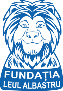 Logo-ul Fundatiei Leul Albastru, un leu stilizat de culoare albastră.