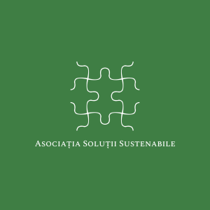 Logo al Asociației Soluții Sustenabile, cu un design minimalist pe fundal verde.