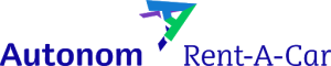 Logo Autonom Rent-A-Car, cu un design modern și culori vibrante.