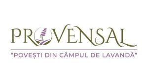 Logo-ul Provençal, cu textul „Povești din câmpul de lavandă” și o ilustrație de lavandă.