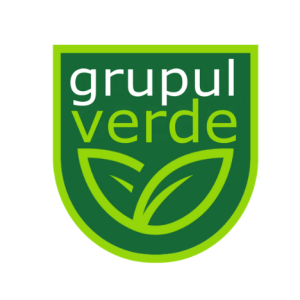 Logo-ul Asociației Grupul Verde, cu frunze verzi pe un fundal verde.