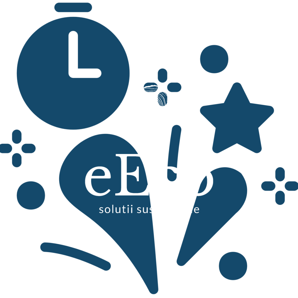 eEco logo with graphic elements symbolizing sustainability and nature.