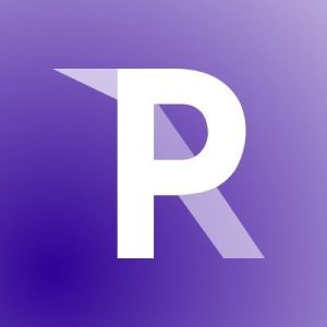 Logo Rastel.io pe un fundal violet, cu litera R stilizată.