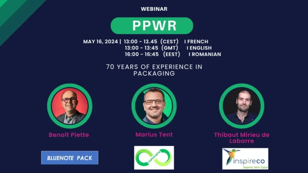 PPWR webinar featuring three packaging experts, program details and partners.