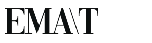 EMAT logo, modern and minimalist design with bold letters and clean lines.