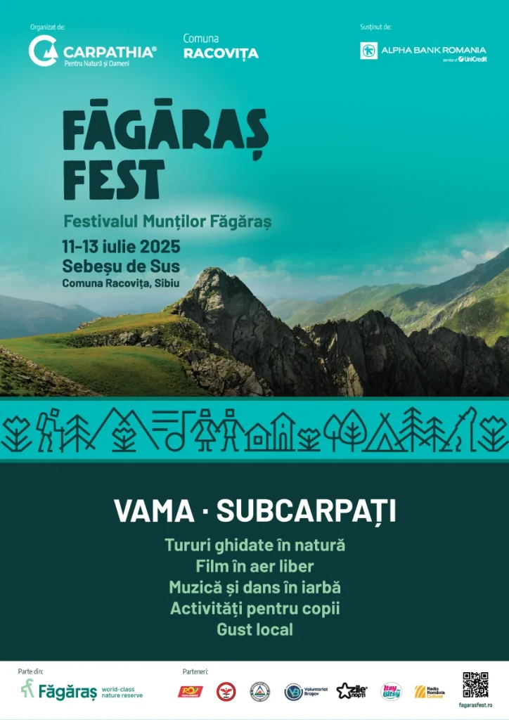 Poster for Făgăraș Fest 2025, featuring details about the nature festival.