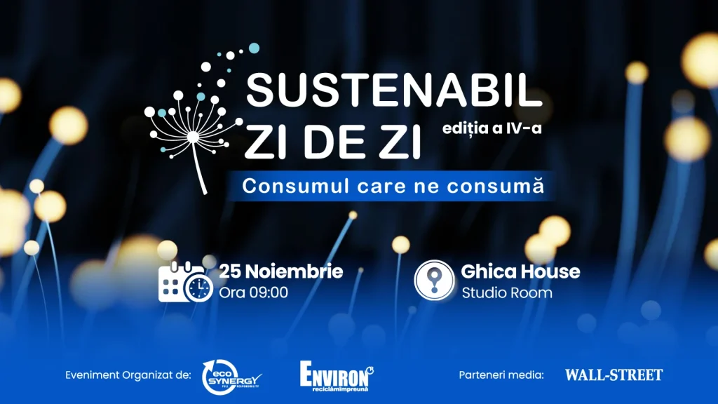 Poster for the Sustenabil zi de zi event, edition IV, featuring date and location details.