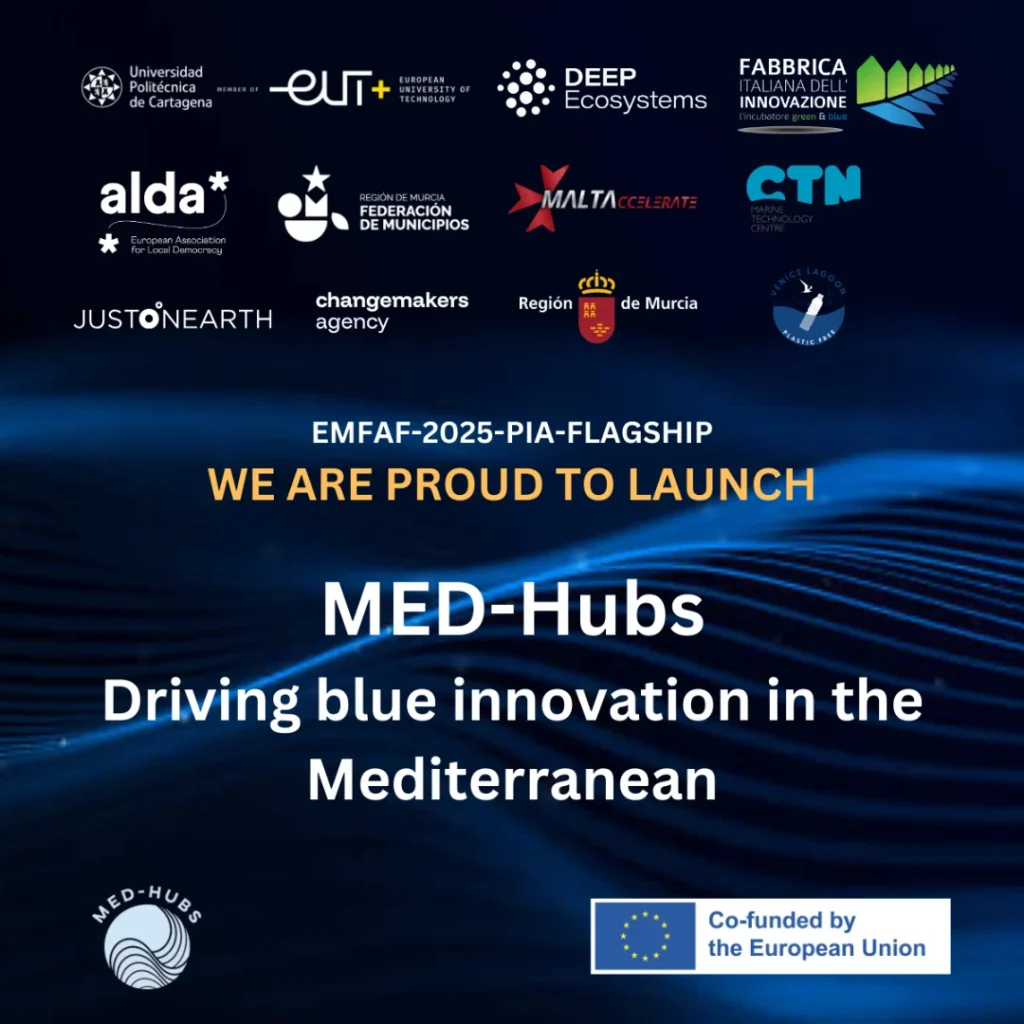 Lansarea MED-Hubs pentru inovații albastre în Marea Mediterană, cofinanțată de Uniunea Europeană.