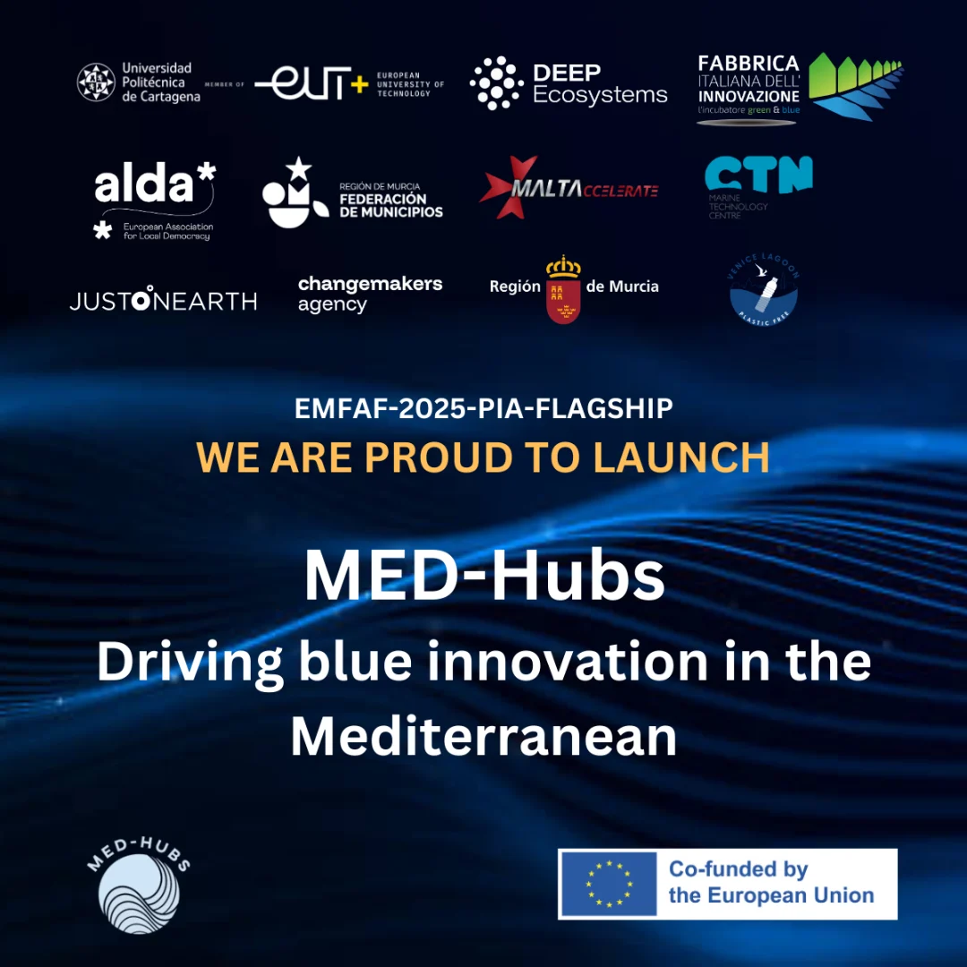 Lansarea MED-Hubs pentru inovații albastre în Marea Mediterană, cofinanțată de Uniunea Europeană.