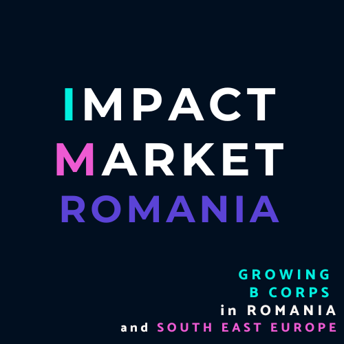 Logo Impact Market Romania, promovând B Corps în România și Europa de Sud-Est.