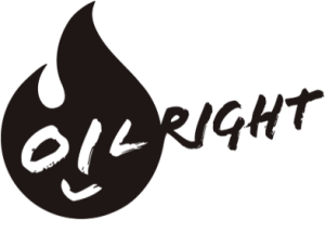 Logo-ul OilRight SRL, reprezentând o flacără stilizată cu un zâmbet.